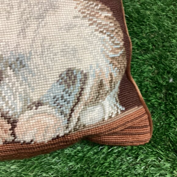 Vintage Cat Needlepoint Tapestry Pillow Long Haired Calico - Picture 5 of 11